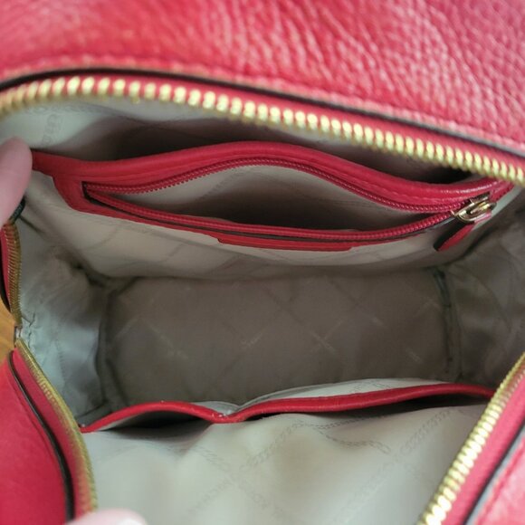 Michael Kors Red Pebbled Leather Backpack - Picture 5 of 7